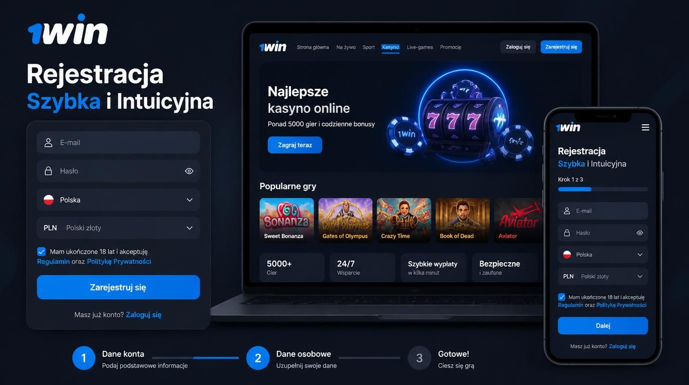 Formularz rejestracyjny, pasek postępu i szybki start gry